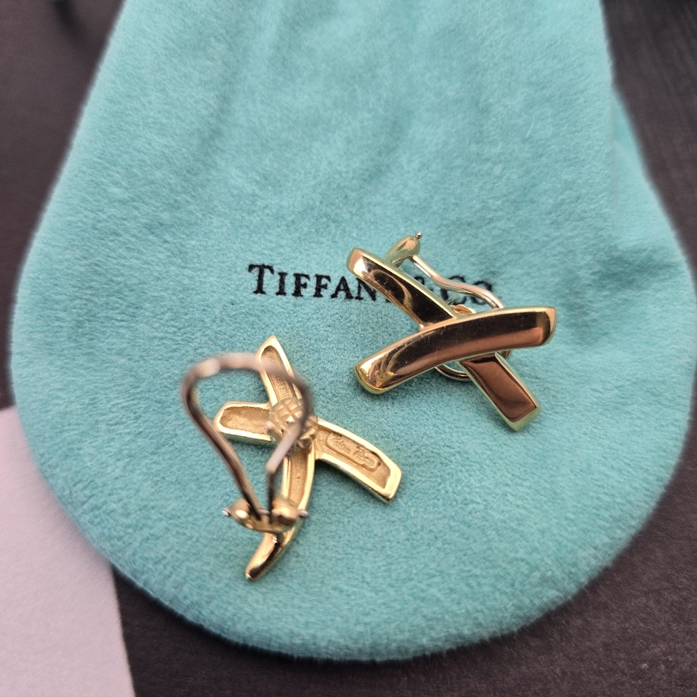 Tiffany & Co. Paloma Picasso Graffiti Extra Large X Earrings 18K Yellow Gold - Picture 3 of 9